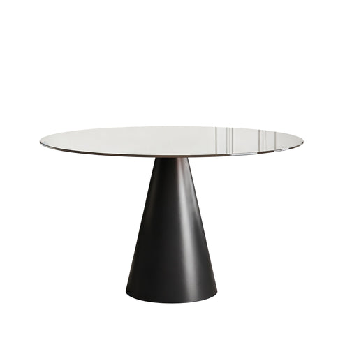 Round Dining Table - Black / Brown - Glass