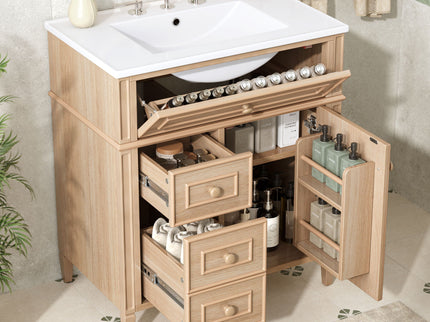 Bathroom Vanity With Sink, Flip Out Drawer, 2 Soft Close Drawers, 1 Soft Close Door - Wood