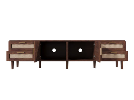 TV Stand, Media Console With 4 Drawers, Soft Closing Hinges - Dark Brown