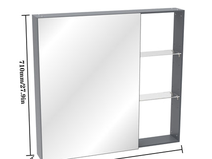 Medicine Cabinet, Wall Mounted Bathroom Mirror With Storage, Adjustable Shelves - Black Brown