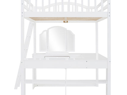 Loft Bed With Drawers, Cabinet, Shelves With Desk