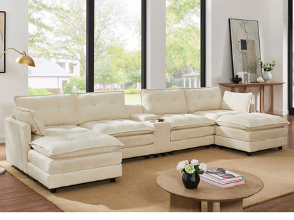 Oversized Modular Sectional Sofa With Multi Functional Console