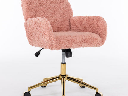 Office Chair, Artificial Rabbit Hair Home Office Chair With Metal Base, Adjustable Desk Chair Swivel Office Chair, Vanity Chair