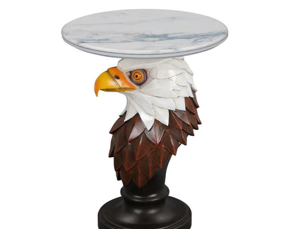 Eagle Head Accent Table, Animal Statue End Tables For Living Room - Brown / Antique White