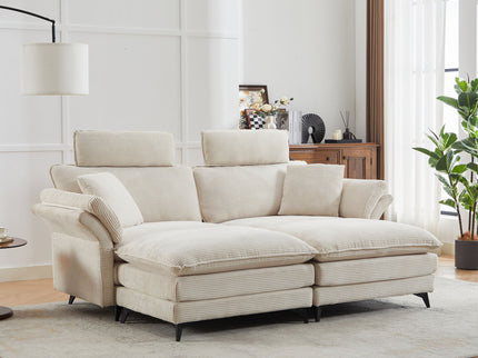 Modern Deep Seat Sectional Sofa With Ottoman