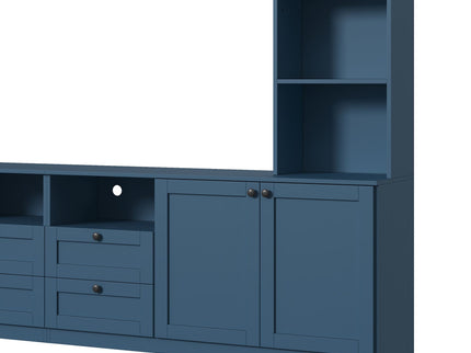 Farmhouse Elegant Entertainment Center Wall Unit With 4 Drawers