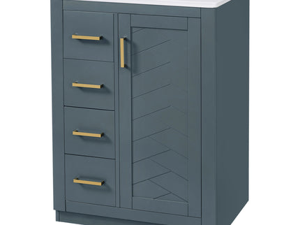 Bathroom Vanity With Integrated Sink, Rectangular Cabinet With 1 Door And 3 Drawers