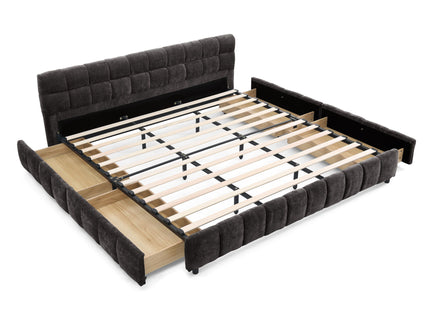 Modern Platform Bed Frame With Thick Fabric