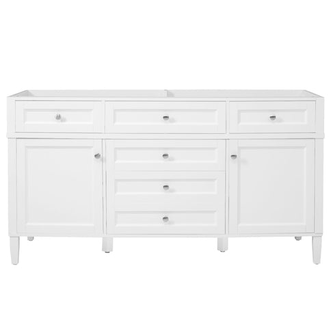 Bathroom Vanity Cabinet Only, 3 Drawers & 2 Doors, Adjustable Shelf, Soft Close Hinges - White