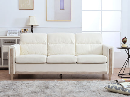 Comfortable Solid Wood Three-Seater Sofa, Soft Cushions, Durable And Long-Lasting, 79.5" Sofa Couch For Living Room