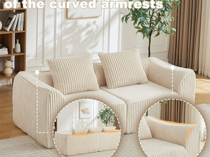 Minimalist Sofa With Curved Lines And Horn Shaped Throw Pillows