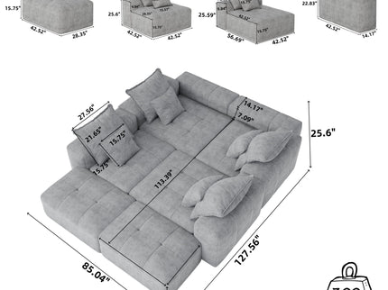 Modern Oversized Diy Combination Modular Sectional Sofa With Pillows