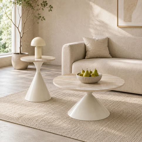 2 Piece Coffee Round Table Set