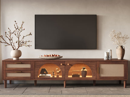 TV Stand With App-Controlled LED Lights, 2 Drawers & Door Storage