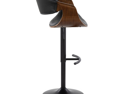 Symphony - Mid-Century Modern Adjustable Barstool With Swivel With Rounded T Footrest (Set of 2) - Black / Walnut / Black