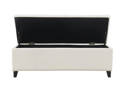 Button-Tufted Storage Ottoman With Safety Close Hinge