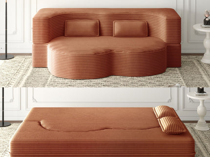 Convertible Foam-Filled Sleeper Sofa Bed With 2 Pillows
