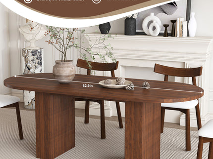 Oval Dining Table Set For 6 With 4 Chairs - Walnut