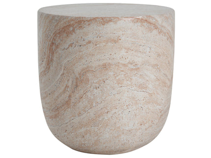 Outdoor / Indoor, Lightweight Concrete Side Table With Travertine - Beige