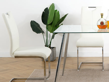 Modern Dining Chairs With Padded Seat And Metal Legs