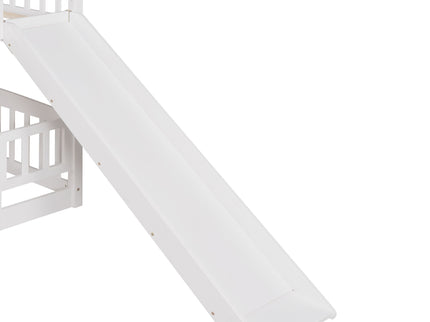 Low Bunk Bed With Slide, Fence And Ladder