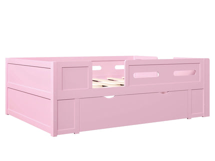 Platform Bed With Guardrail And Drawer