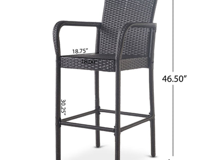 Outdoor Wicker Barstools With Rattan And Iron Frame