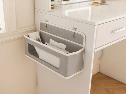 Elegant LED Mirror Vanity Dressing Table With Adjustable Lights, Drawers & Storage - White