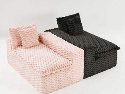 Multifunctional Sofa Pink Black, Fits 4 People