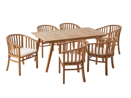 Outdoor 6 Seater Dining Set With Cushins - Cream