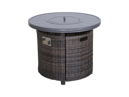 Wicker Outdoor Lounge Set With Cushions And Fire Pit