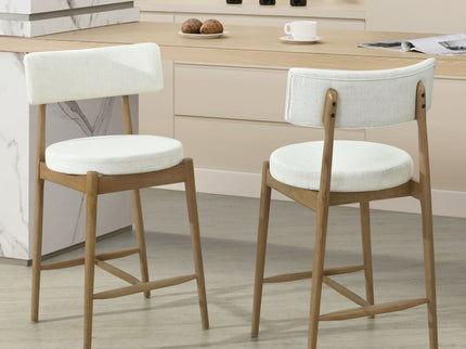 Mid Century Modern Counter Stools, Fabric Upholstered Chairs