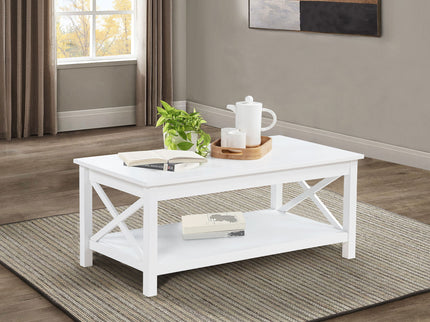 Slater - Lift Top Coffee Table With X Frame Design - White