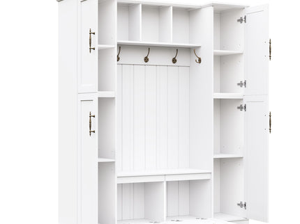Hall Tree With 4 Side Cabinets