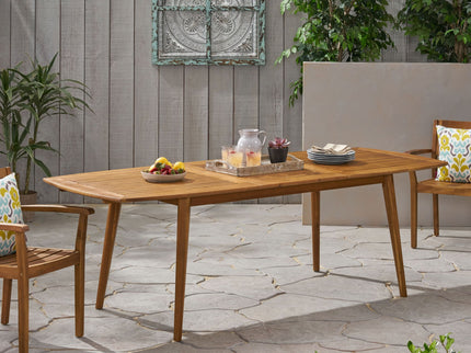 Placidity - Outdoor Expandable Dining Table With Slatted Tabletop And Tapered Legs