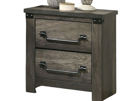 Nightstand, 2 Drawer Storage - Gray