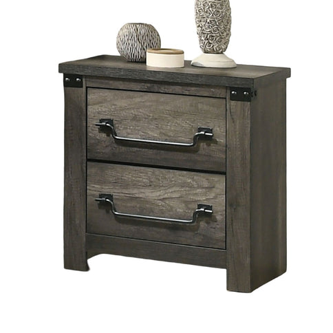 Nightstand, 2 Drawer Storage - Gray