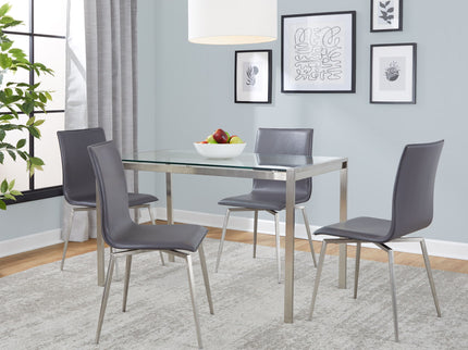 Fuji Mason - Upholstered Swivel Contemporary Dining Set Dining Set, Glass, 5 Piece