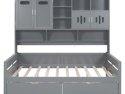 Daybed With All-In-One Cabinet And Shelf