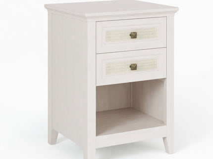 Nightstand With 2 Drawers & Shelf - White
