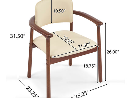 Dining Room Chairs, Ideal For Home & Kitchen (Set of 2) - Beige / Dark Walnut