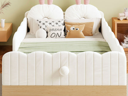 Platform Bed With Animal Pillows And Storage Bags
