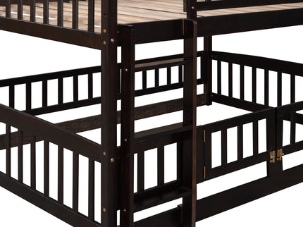 Low Bunk Bed With Slide, Fence And Ladder