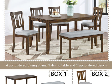 Kitchen Dining Set, Rectangular Dining Table With Upholstered Chairs