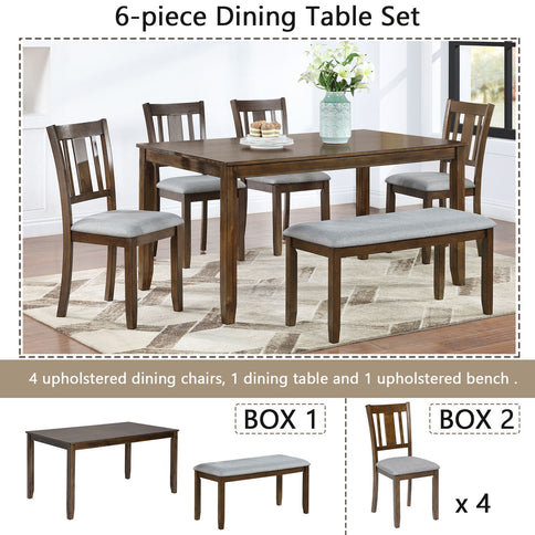 Kitchen Dining Set, Rectangular Dining Table With Upholstered Chairs