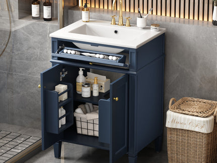 Modern Bathroom Vanity With Tip-Out Drawer And Soft-Close Hinges