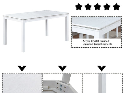 Dining Table Set With Crystal Decoration And Upholstered Chairs