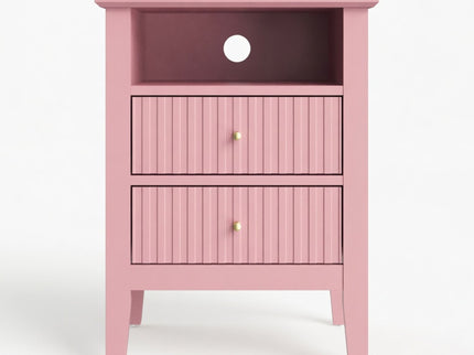 Fluted Nightstand With 2 Drawers