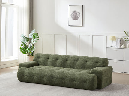 Cloud Series Minimalist Button Tufted Square Arm 3 Seater Sofa