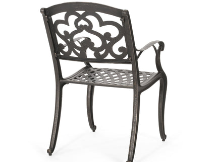 Cast Aluminum Dining Chair With Hand Crafted Details - Copper
